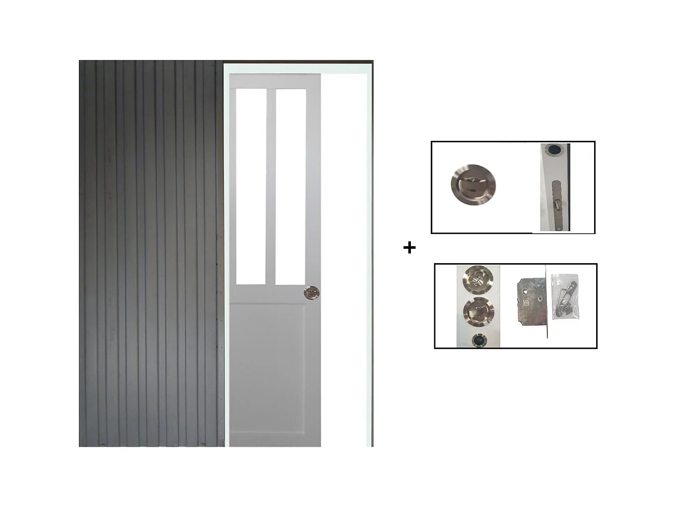 Porte Coulissante Atelier Blanc H204 X L73 + Systeme A  Galandage (sans Kit Finition) Gd Menuiseries