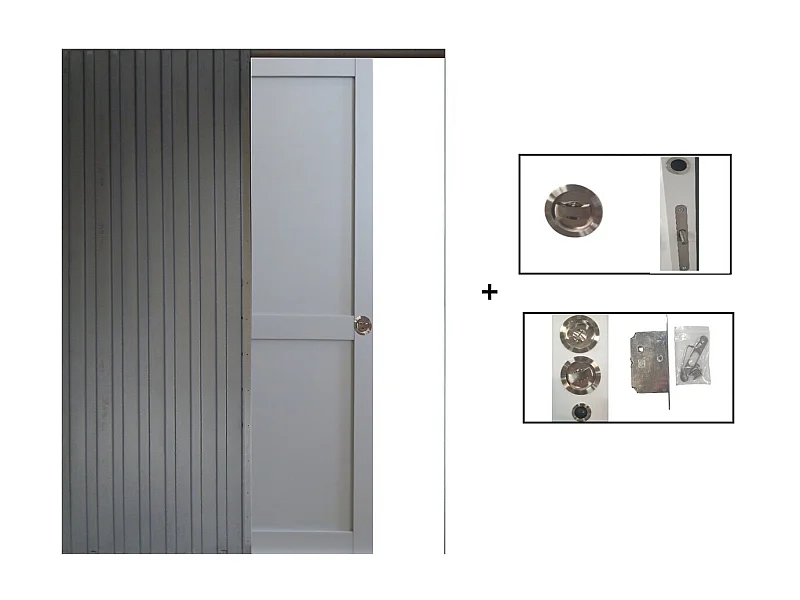 Porte Coulissante Athena Ral7035 2 Panneaux H204 X L83 + Systeme A  Galandage (sans Kit Finition) Gd Menuiseries