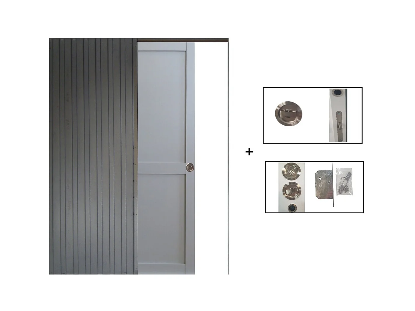 Porte Coulissante Athena Ral7035 2 Panneaux H204 X L83 + Systeme A  Galandage (sans Kit Finition) Gd Menuiseries