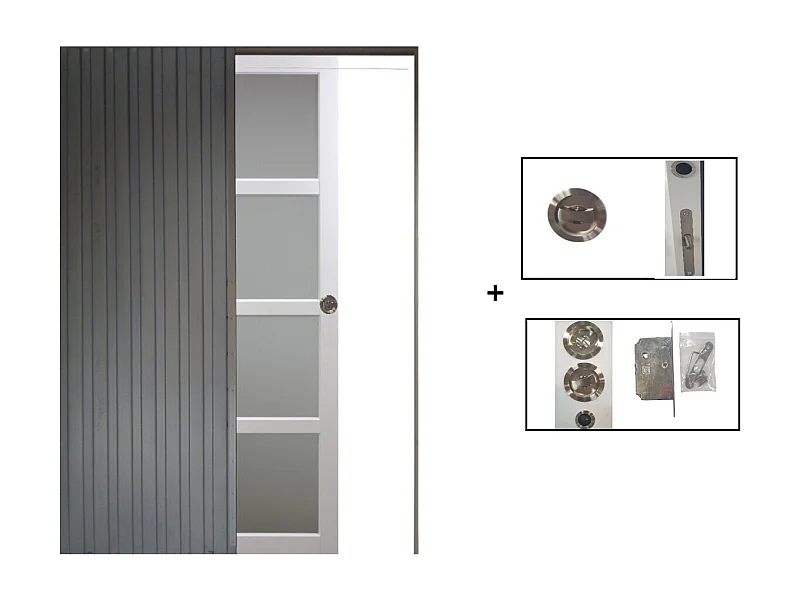 Porte Coulissante Tana Blanc Vitree H204 X L93 + Systeme A  Galandage (sans Kit Finition) Gd Menuiseries