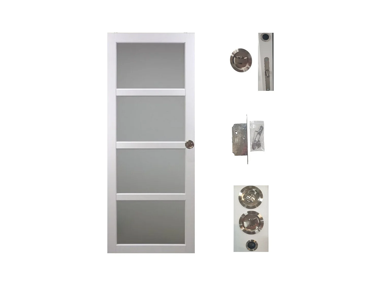 Porte Coulissante Tana Blanc Vitree H204 X L93 + Systeme A  Galandage (sans Kit Finition) Gd Menuiseries