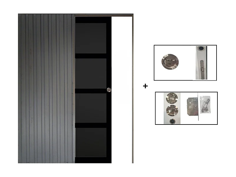 Porte Coulissante Telia Noir 4 Panneaux H204 X L83 + Systeme A  Galandage (sans Kit Finition) Gd Menuiseries