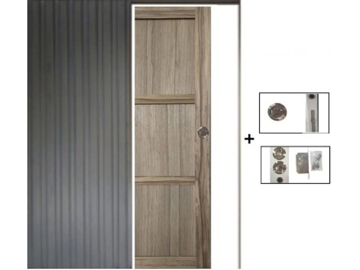 Porte Coulissante Bois Frake 3 Panneaux H204 X L73 Cm, Galandage Gd Menuiseries