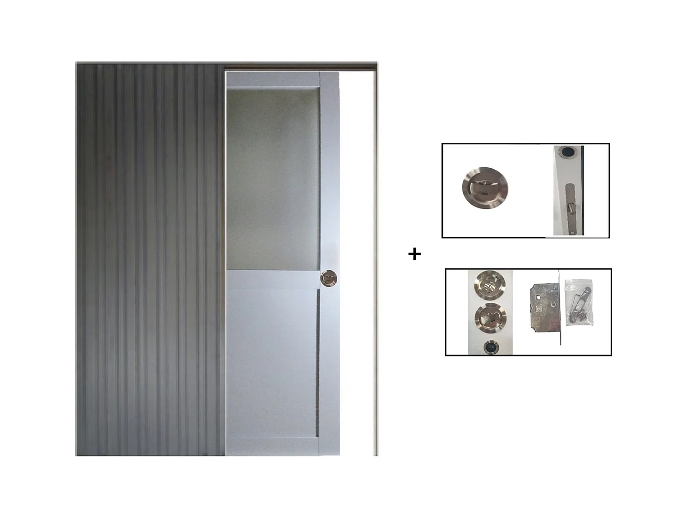 Porte Coulissante Athena Ral7035 Vitree H204 X L83 + Systeme A  Galandage (sans Kit Finition) Gd Menuiseries