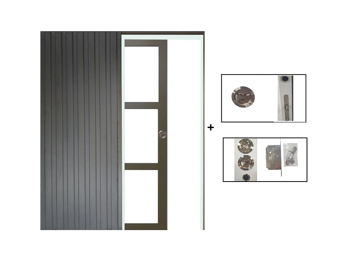 Porte Coulissante Marron Ral7006 Vitrage Transparent H204 X L83 + Systeme A  Galandage (sans Kit Finition) Gd Menuiseries