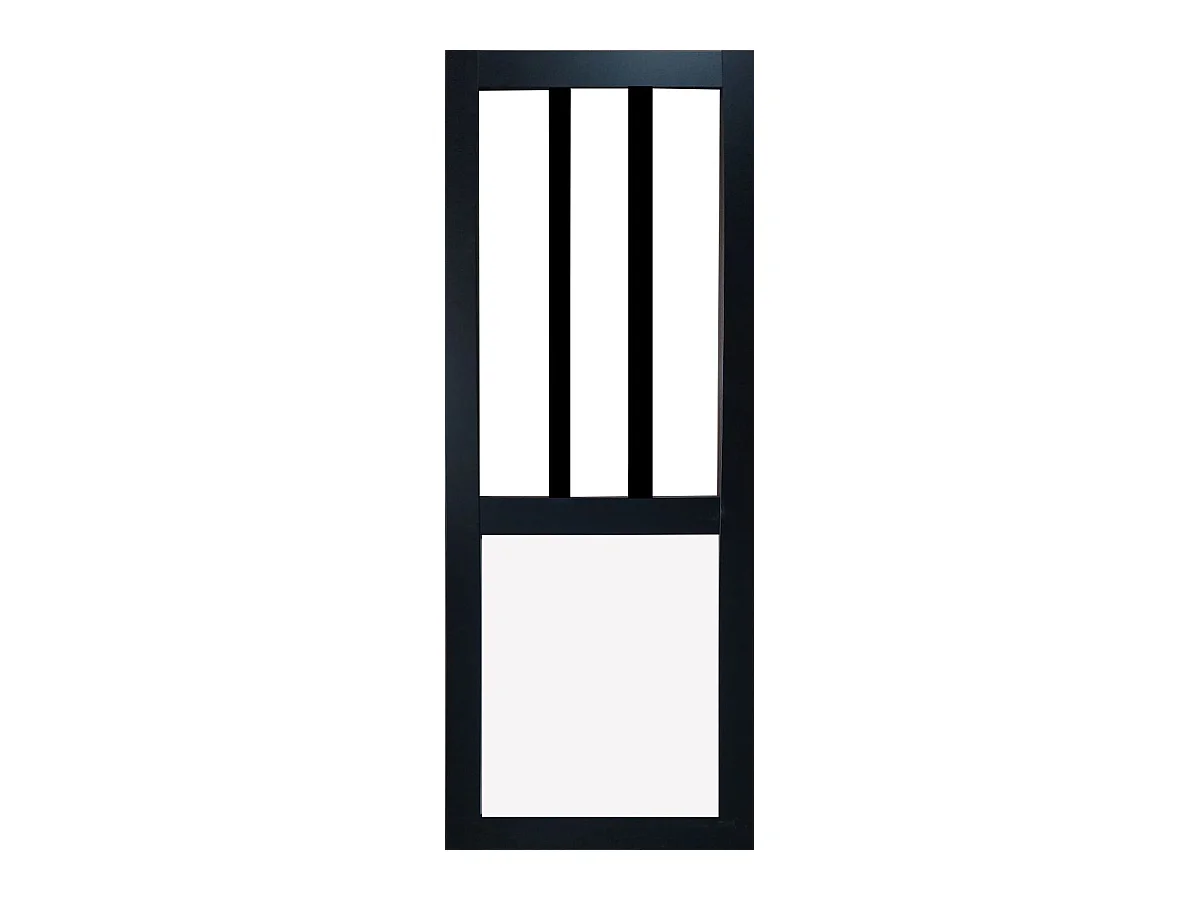 Porte Coulissante Atelier Noir Et Panneau Blanc  Vitree H204 X L73 + Systeme A  Galandage (sans Kit Finition) Gd Menuiseries