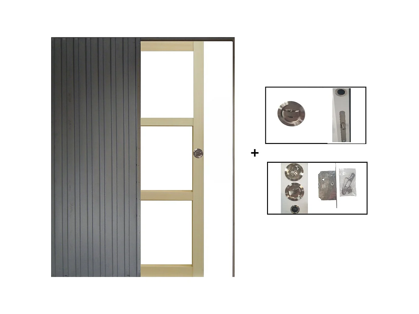 Porte Coulissante Bois Ayous Vitrage Transparent H204 X L83 + Systeme A Galandage (sans Kit Finition) Gd Menuiseries