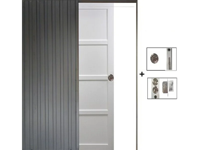 Porte Coulissante Tamera Blanc 4 Panneaux H204 X L63 + Systeme A  Galandage (sans Kit Finition) Gd Menuiseries