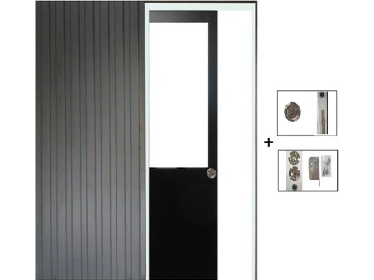 Porte Coulissante Atelier Noir H204 X L73 Sans Meneau, Galandage Gd Menuiseries