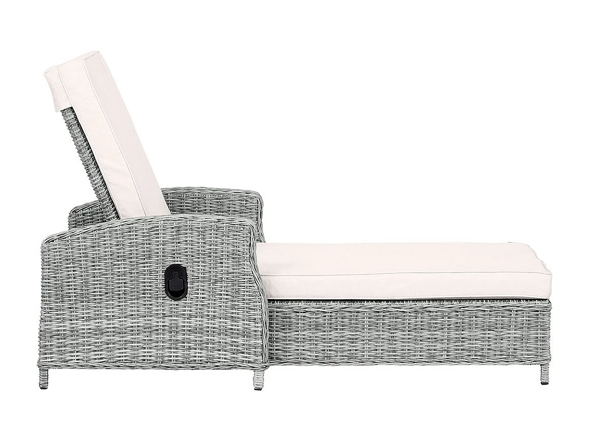 Vinga Sonnenliege Polyrattan mit Kissen natur, sandfarben.