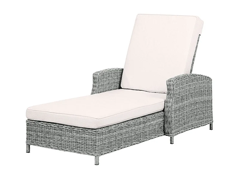 Vinga transat polyrattan avec coussin naturel, couleur sable.