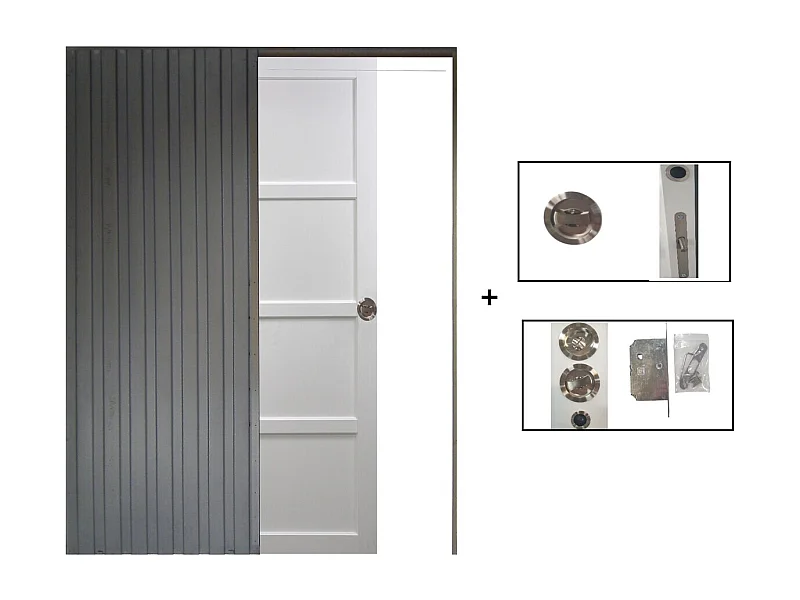 Porte Coulissante Tamera Blanc 4 Panneaux H204 X L73 + Systeme A Galandage (sans Kit Finition) Gd Menuiseries