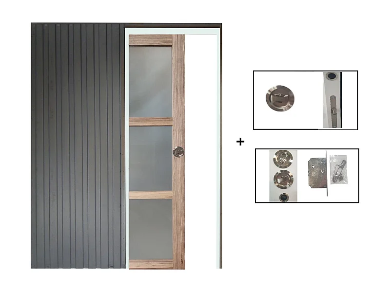 Porte Coulissante Frake Vitree H204 X L83 + Systeme A  Galandage (sans Kit Finition) Gd Menuiseries