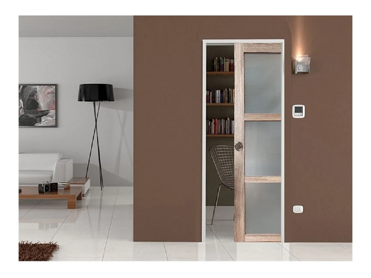 Porte Coulissante Frake Vitree H204 X L83 + Systeme A  Galandage (sans Kit Finition) Gd Menuiseries