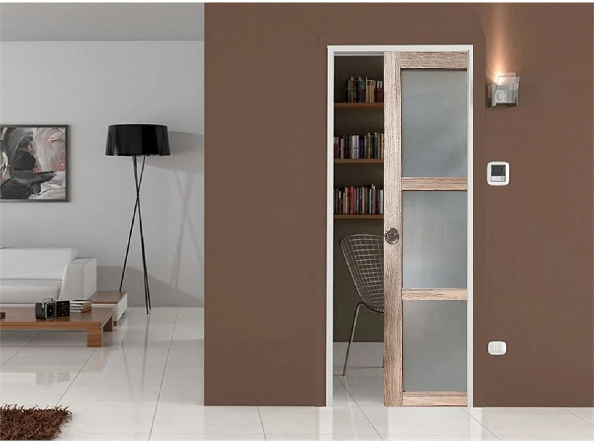 Porte Coulissante Frake Vitrée H204 X L83, Galandage Gd Menuiseries