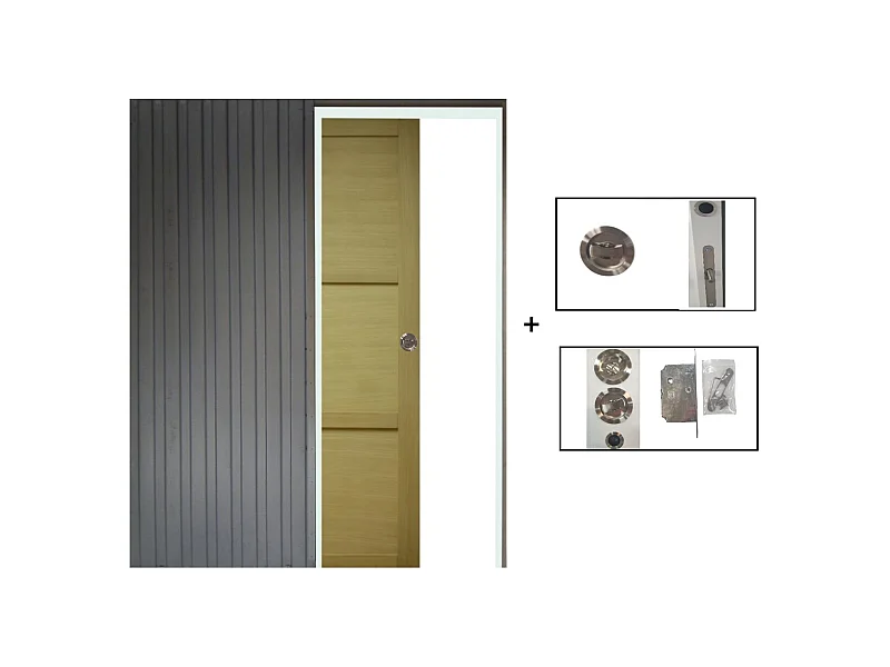 Porte Coulissante Bois Ayous 3 Panneaux H204 X L93 + Systeme A  Galandage (sans Kit Finition) Gd Menuiseries