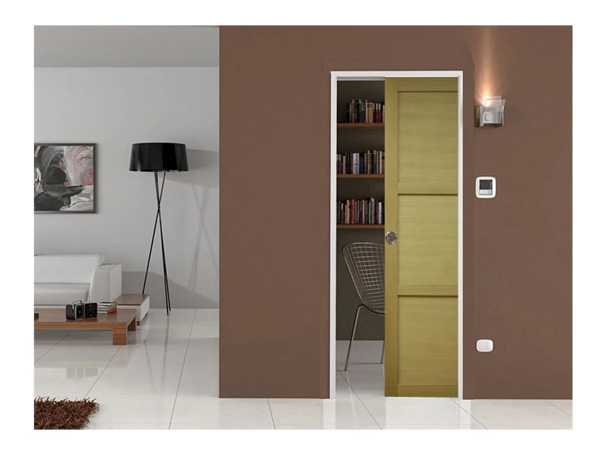 Porte Coulissante Bois Ayous 3 Panneaux H204 X L93 + Systeme A  Galandage (sans Kit Finition) Gd Menuiseries