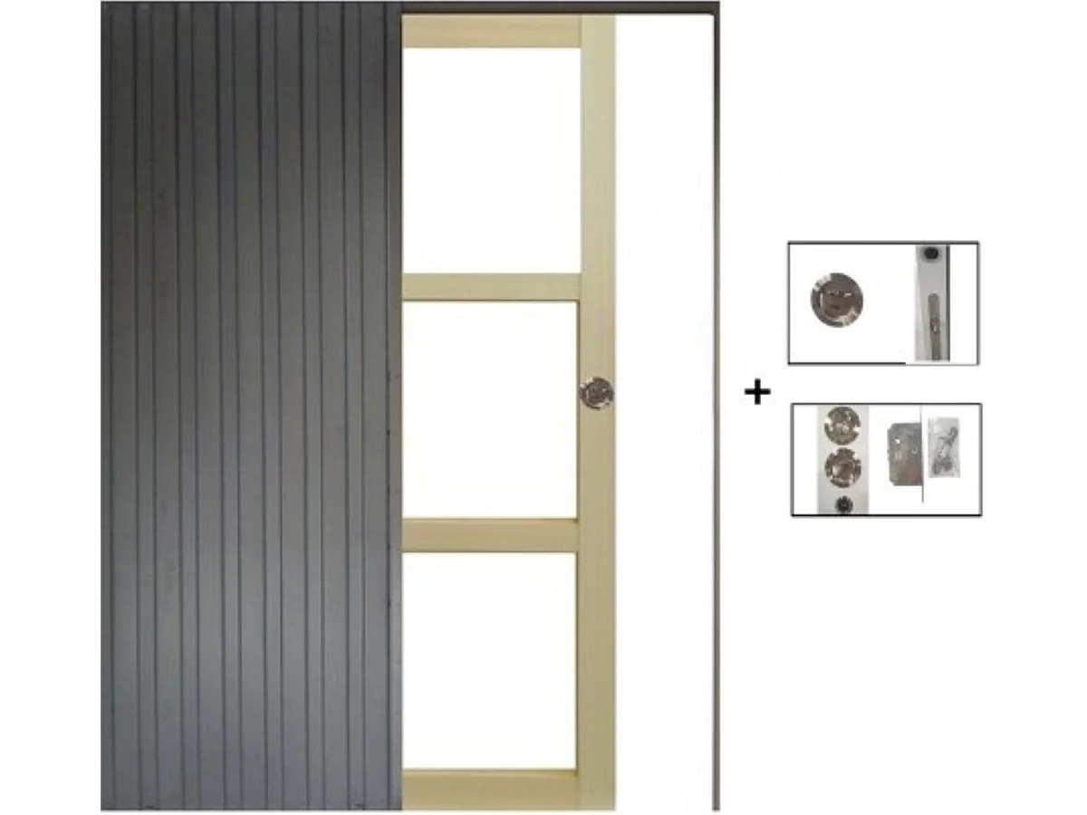 Porte Coulissante Bois Ayous Vitrage Transparent H204 X L73 + Systeme A Galandage (sans Kit Finition) Gd Menuiseries