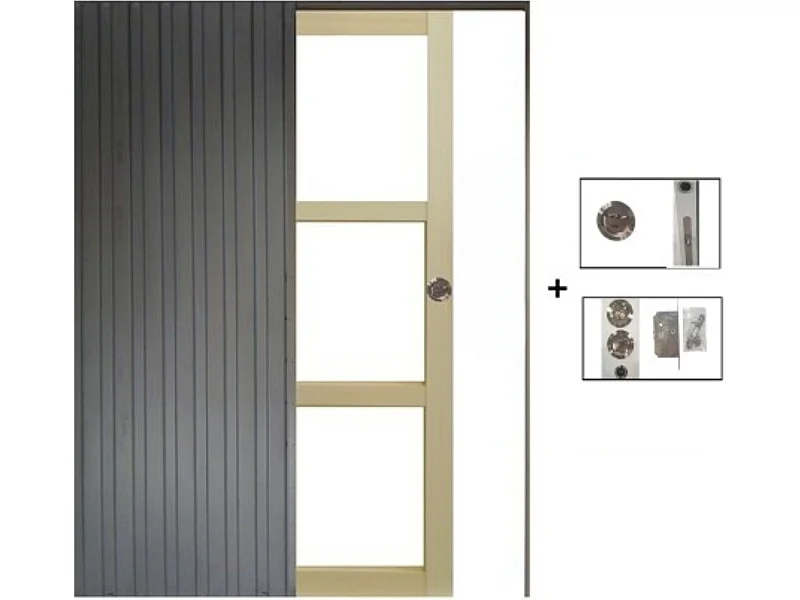 Porte Coulissante Bois Ayous Vitrage Transparent H204 X L73 + Systeme A Galandage (sans Kit Finition) Gd Menuiseries