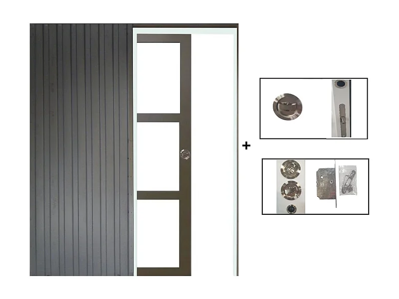 Porte Coulissante Marron Ral7006 Vitrage Transparent H204 X L73 + Systeme A  Galandage (sans Kit Finition) Gd Menuiseries