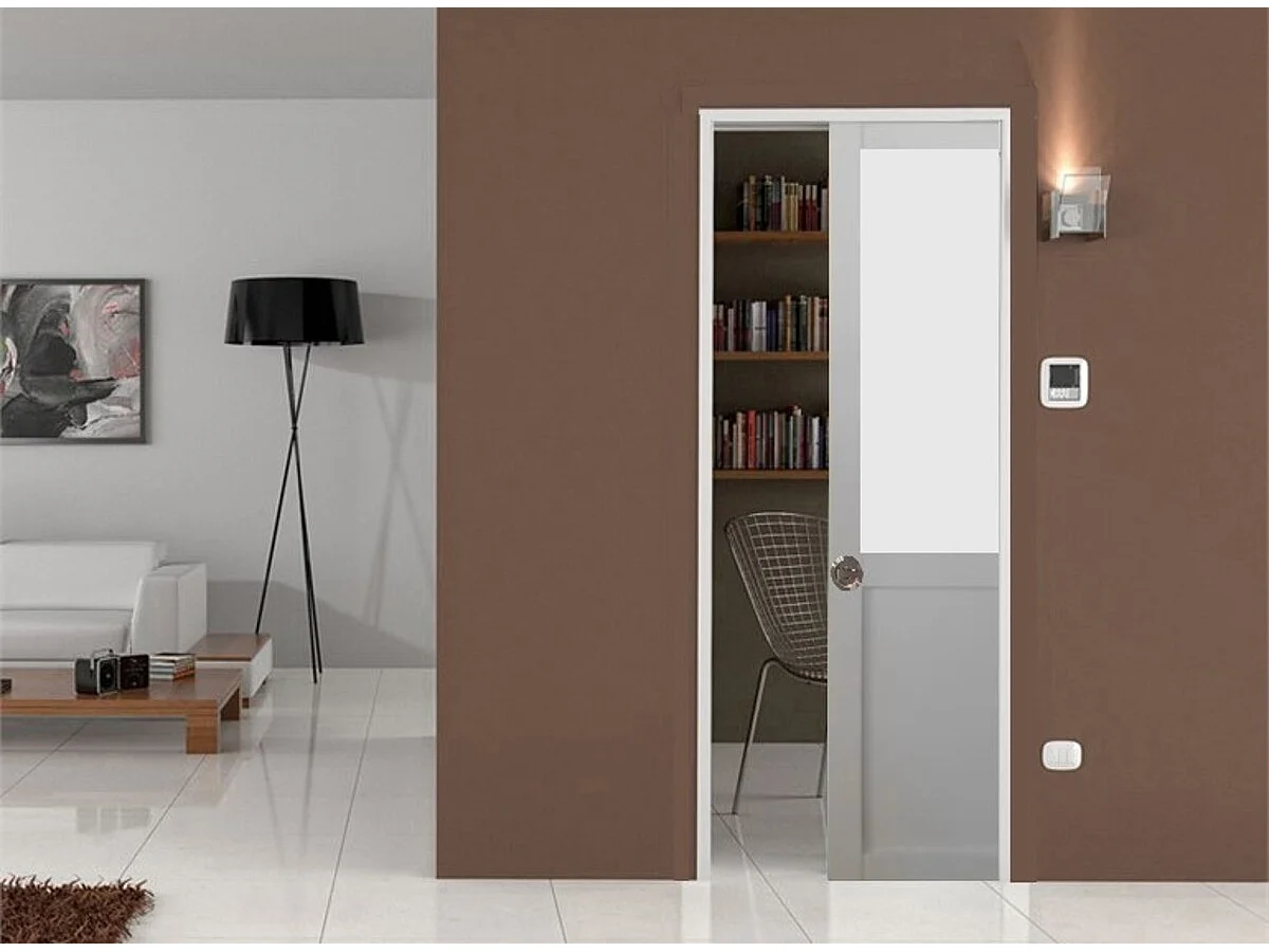 Porte Coulissante Athena Blanc H204 X L73 Cm, Galandage Gd Menuiseries