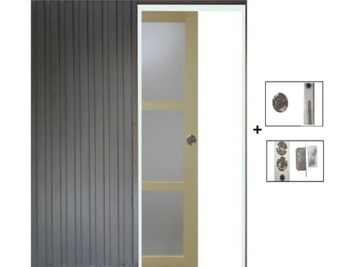 Porte Coulissante Bois Ayous Vitree H204 X L93 + Systeme A  Galandage (sans Kit Finition) Gd Menuiseries