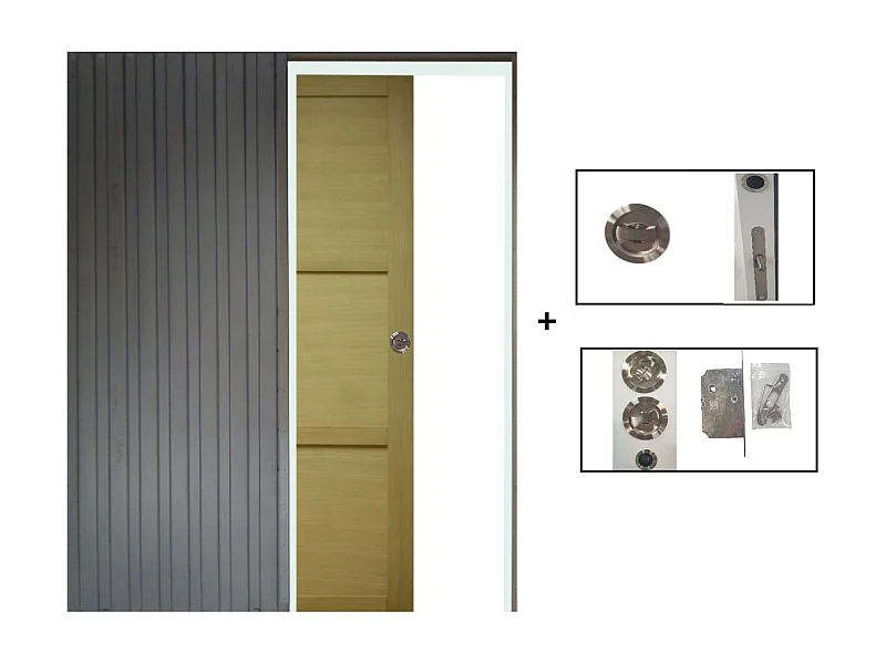 Porte Coulissante Bois Ayous 3 Panneaux H204 X L73 + Systeme A  Galandage (sans Kit Finition) Gd Menuiseries