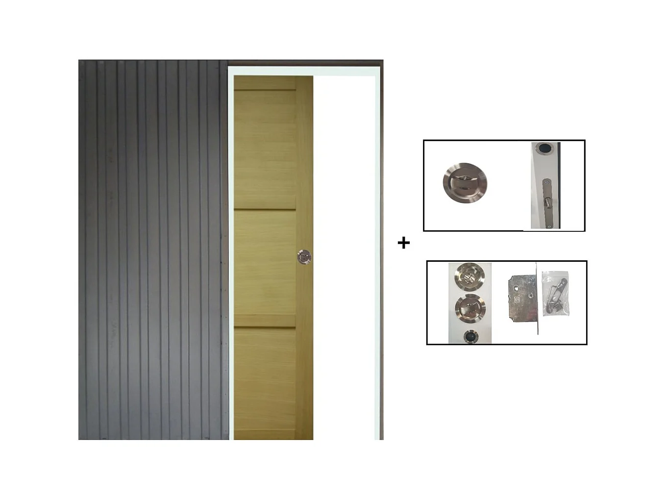 Porte Coulissante Bois Ayous 3 Panneaux H204 X L73 + Systeme A  Galandage (sans Kit Finition) Gd Menuiseries