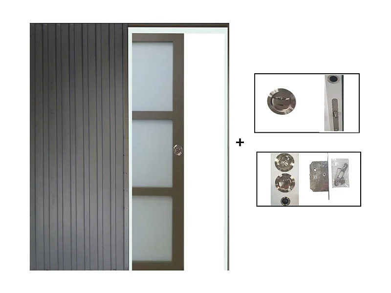 Porte Coulissante Marron Ral7006 Vitree H204 X L73 + Systeme A  Galandage (sans Kit Finition) Gd Menuiseries