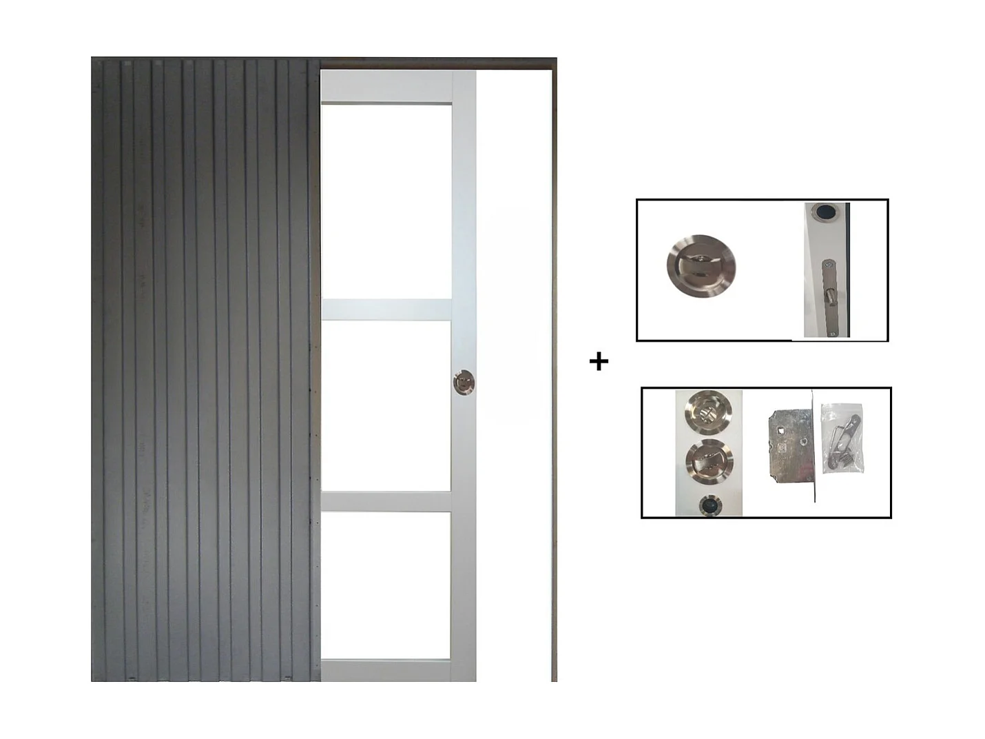 Porte Coulissante Greyria Gris Ral7035 Vitrage Transparent H204 X L83, Galandage Gd Menuiseries