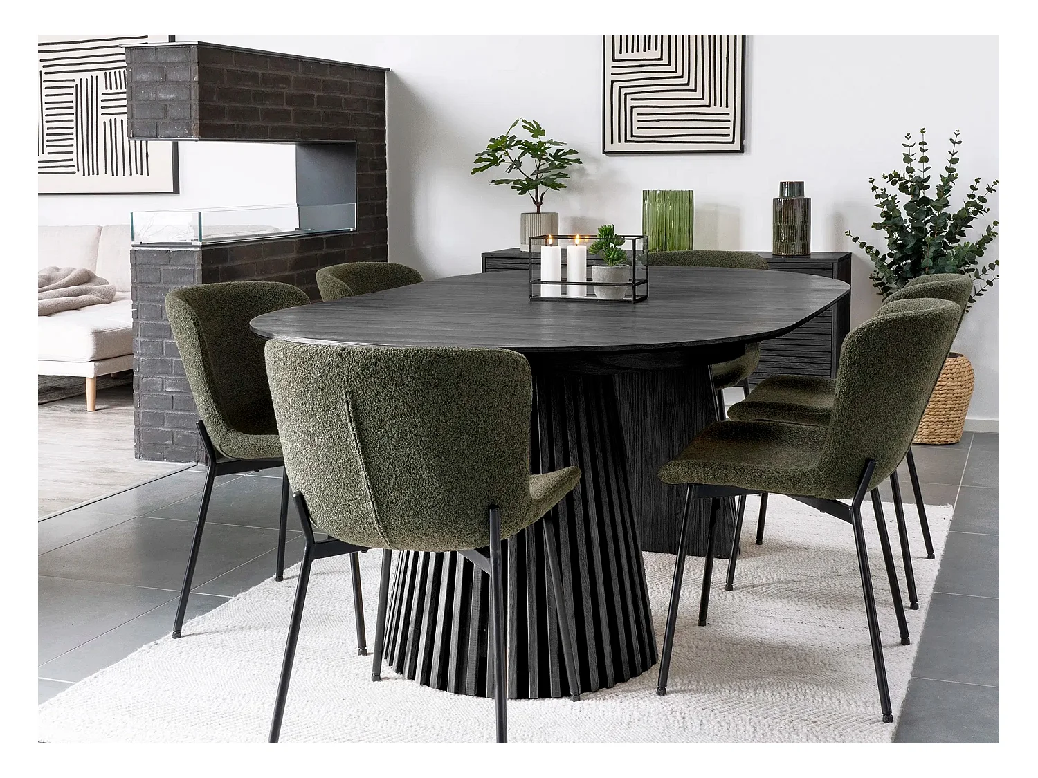 Osaka eetkamertafel Inbegrepen 2 uitbreidingen, ø120x120-160-200cm zwart.