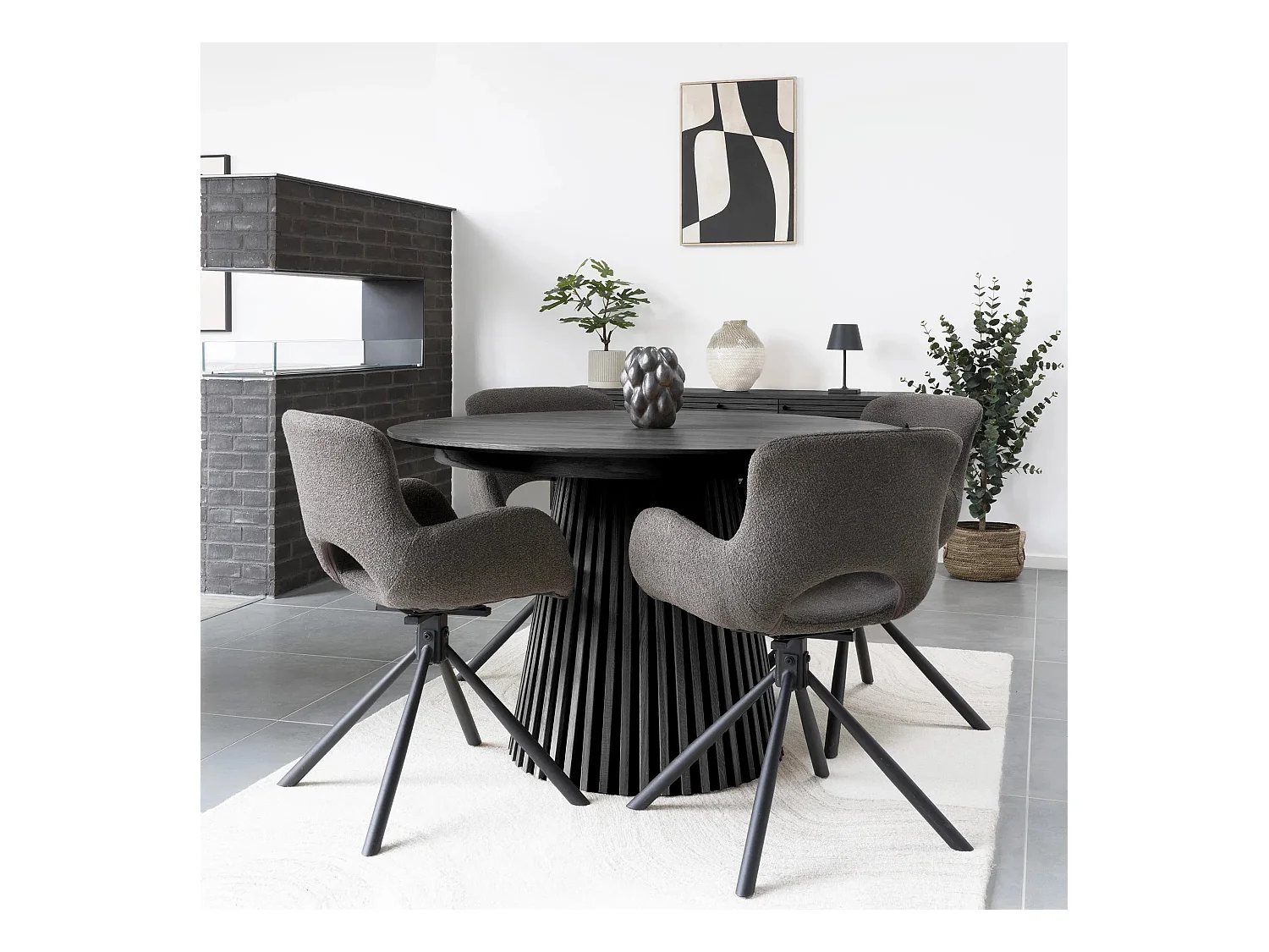 Osaka eetkamertafel Inbegrepen 2 uitbreidingen, ø120x120-160-200cm zwart.