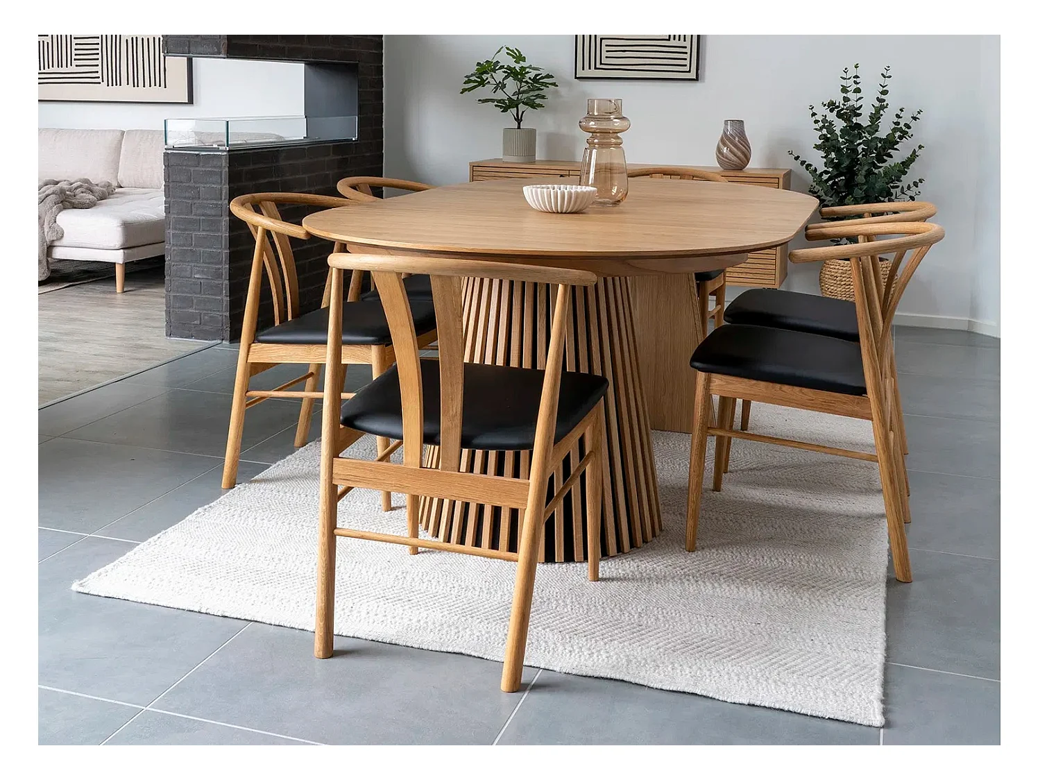 Table à manger ronde extensible LANZA-Noir-Diamètre 120/160-200 cm