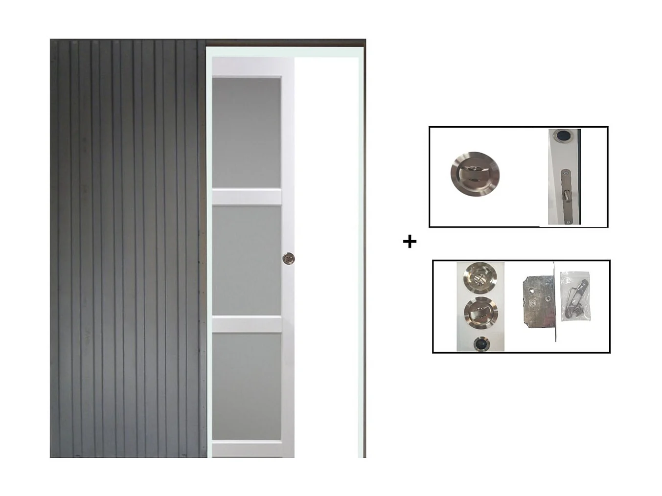 Porte Coulissante Kenya Blanc Vitree H204 X L83 + Systeme A  Galandage (sans Kit Finition) Gd Menuiseries