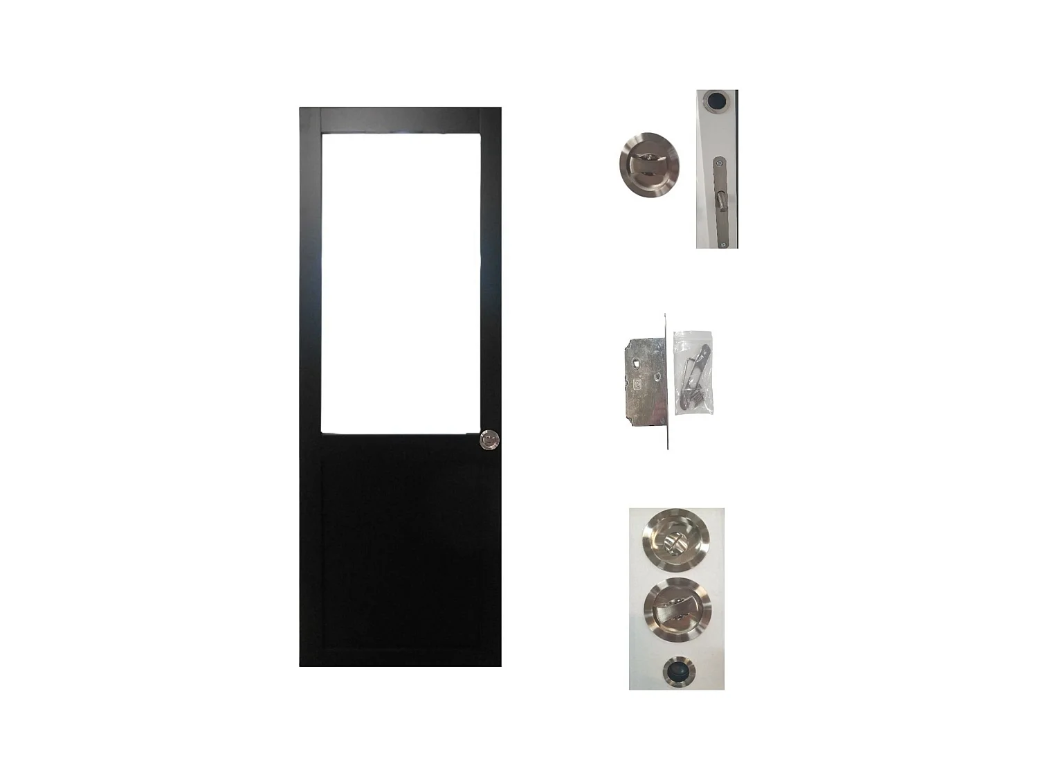 Porte Coulissante Atelier Noir H204 X L93 Sans Meneau + Systeme A  Galandage (sans Kit Finition) Gd Menuiseries