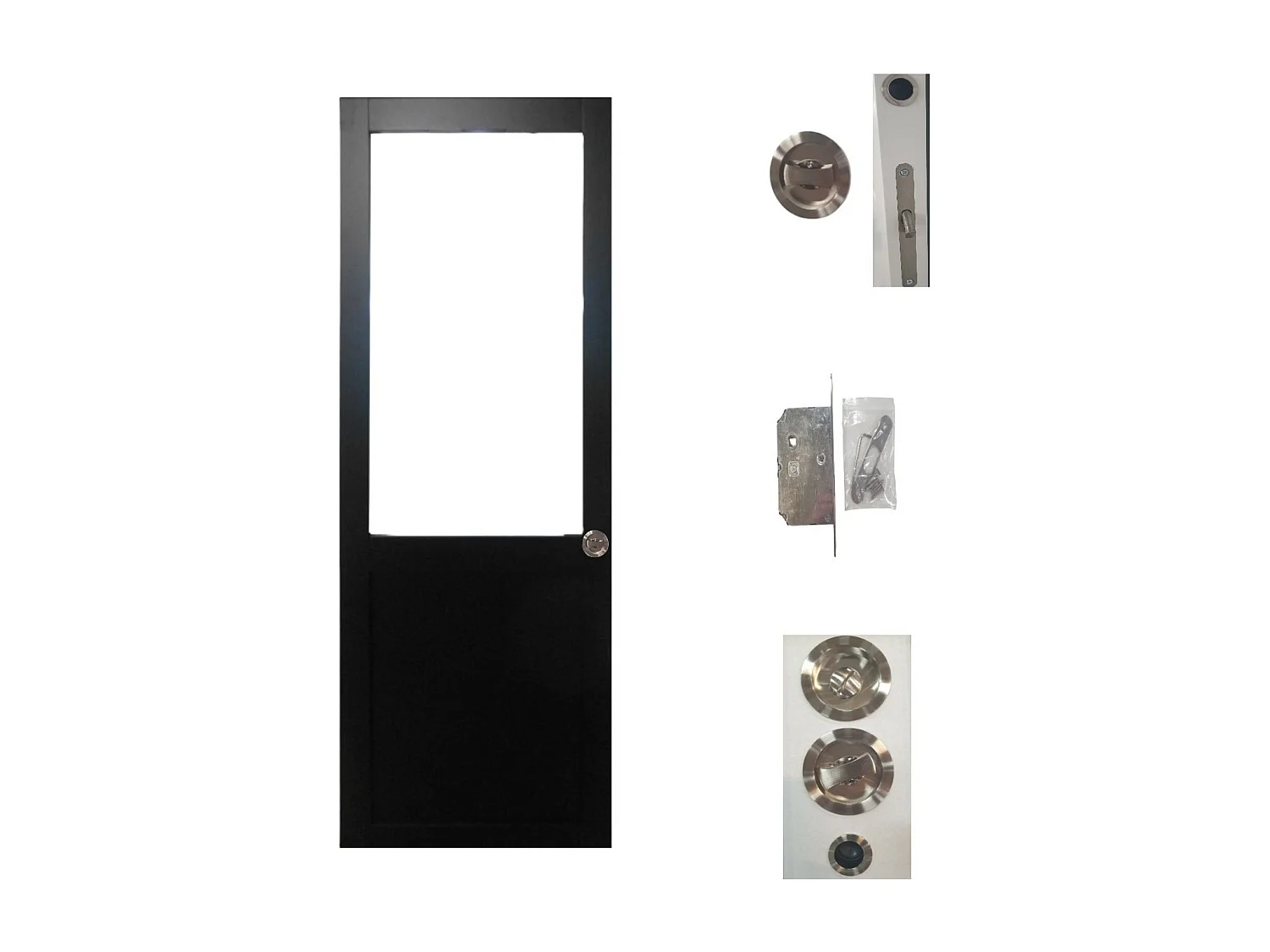 Porte Coulissante Atelier Noir H204 X L93 Sans Meneau + Systeme A  Galandage (sans Kit Finition) Gd Menuiseries