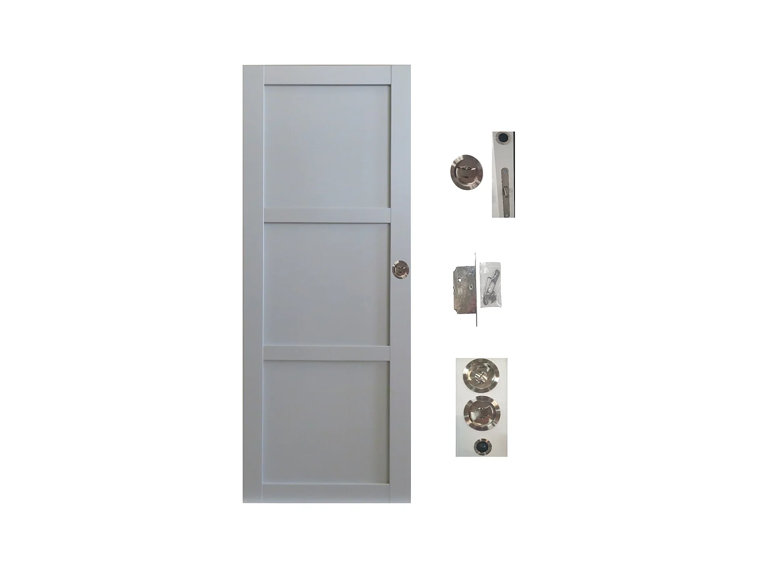 Porte Coulissante Greyria Gris Clair 3 Panneaux Ral7035 H204 X L73 + Systeme A Galandage (sans Kit Finition) Gd Menuiseries