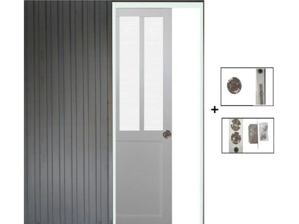 Porte Coulissante Atelier Blanc Vitre Depoli H204 X L73 Cm, Galandage Gd Menuiseries