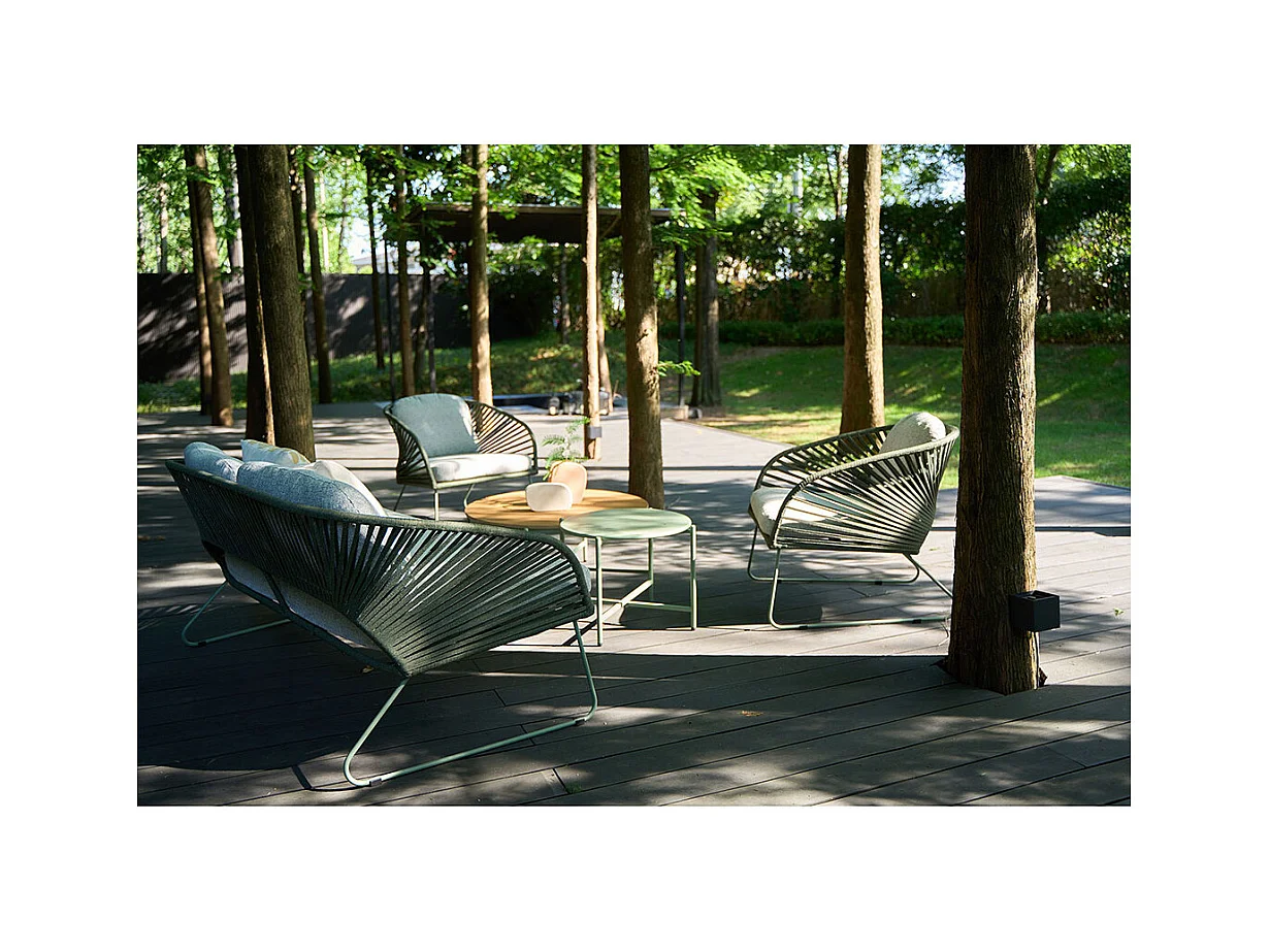 Novella ensemble lounge avec coussins gris, vert.