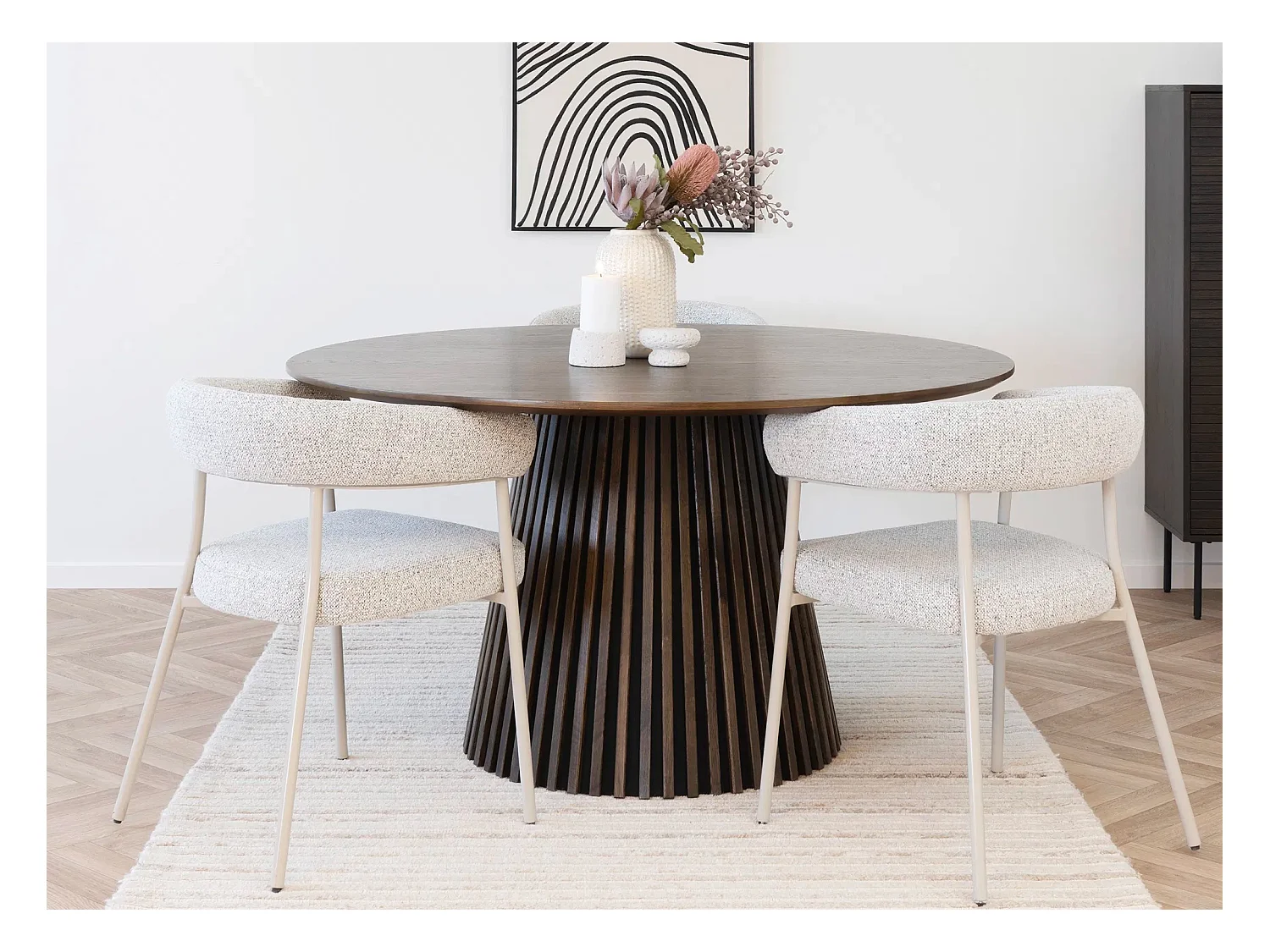 Table à manger ronde LANZA – Ø120 ou Ø140cm-Marron-Diamètre 120 cm