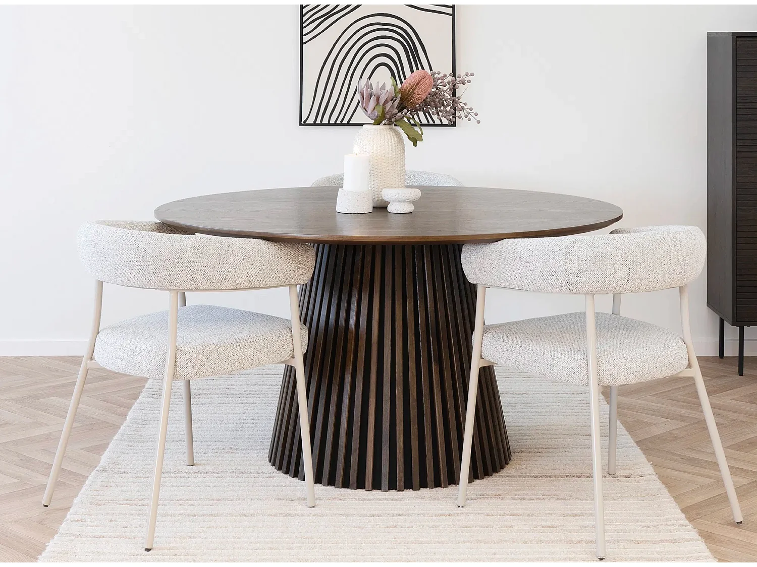 Table à manger ronde LANZA – Ø120 ou Ø140cm-Marron-Diamètre 120 cm