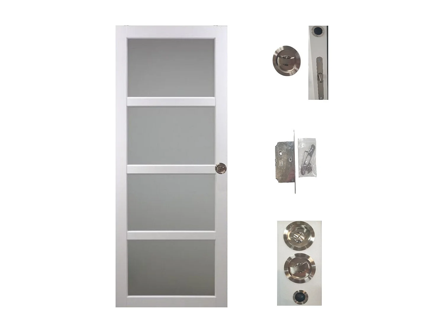 Porte Coulissante Tana Blanc Vitrée H204 X L83, Galandage Gd Menuiseries