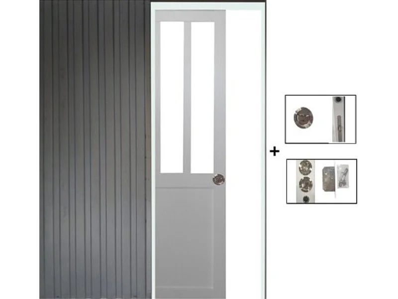 Porte Coulissante Atelier Blanc H204 X L93 + Systeme A  Galandage (sans Kit Finition) Gd Menuiseries