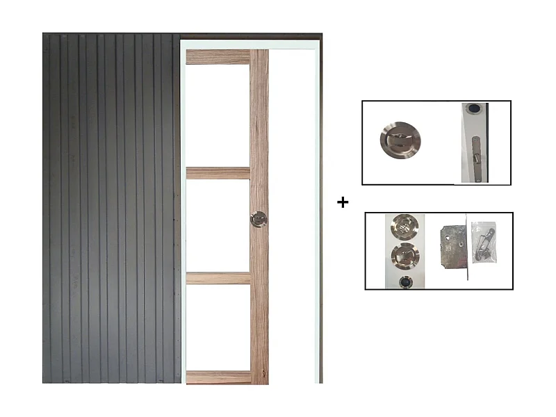 Porte Coulissante Frake Vitrage Transparent H204 X L73 + Systeme A  Galandage (sans Kit Finition) Gd Menuiseries