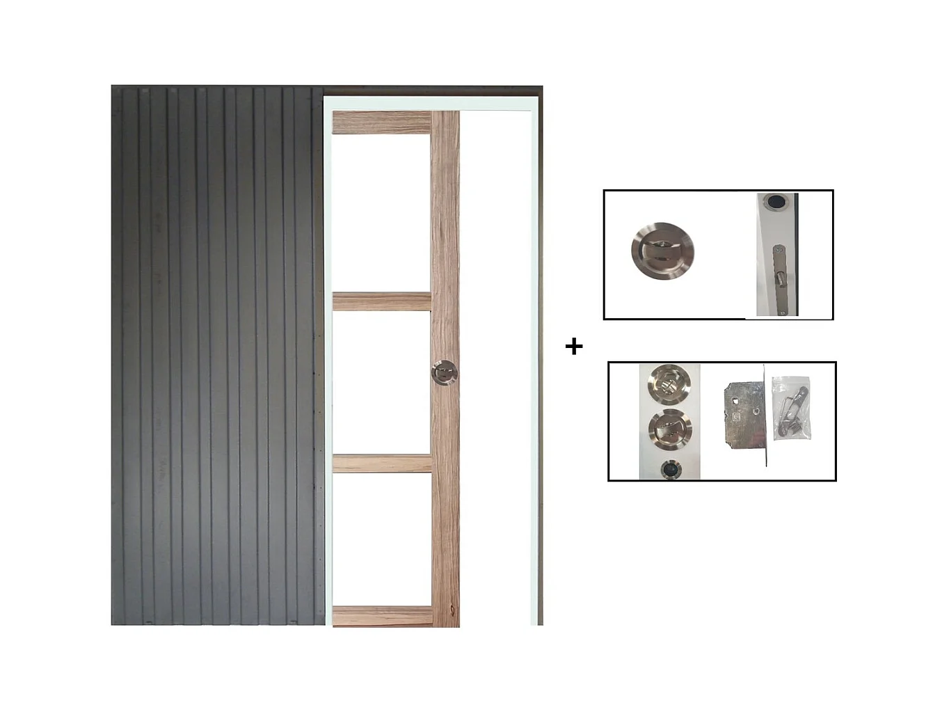 Porte Coulissante Frake Vitrage Transparent H204 X L73 + Systeme A  Galandage (sans Kit Finition) Gd Menuiseries