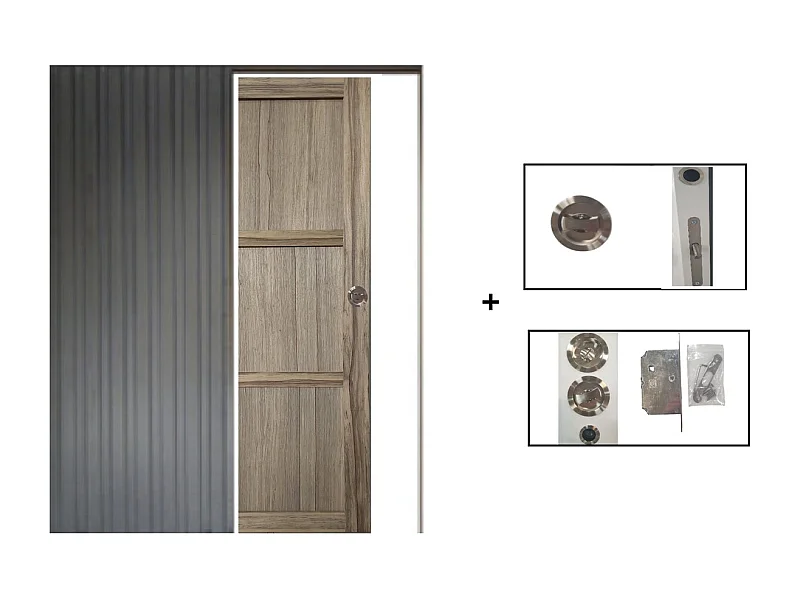 Porte Coulissante Frake 3 Panneaux H204 X L83 + Systeme A  Galandage (sans Kit Finition) Gd Menuiseries