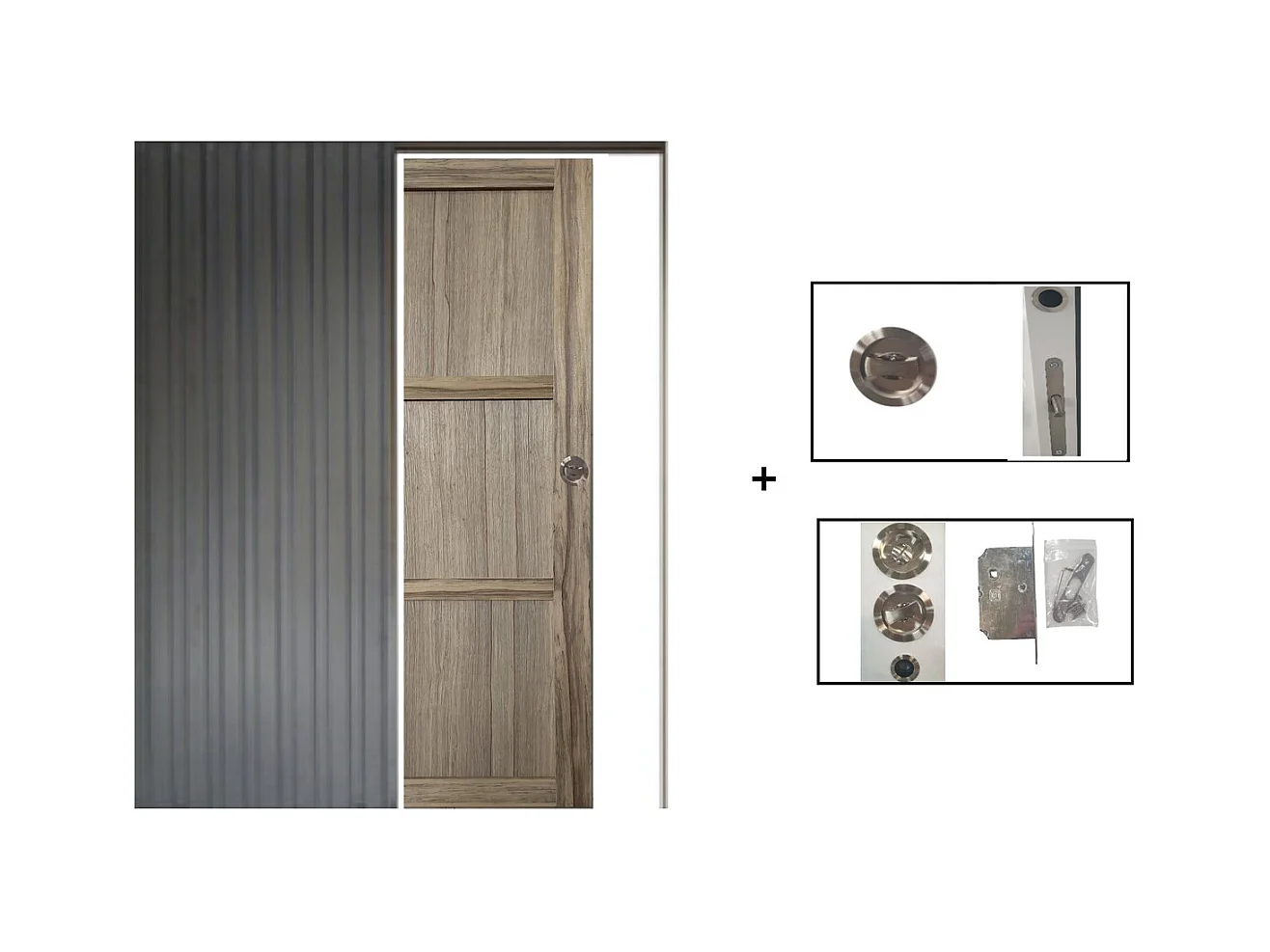 Porte Coulissante Frake 3 Panneaux H204 X L83 + Systeme A  Galandage (sans Kit Finition) Gd Menuiseries