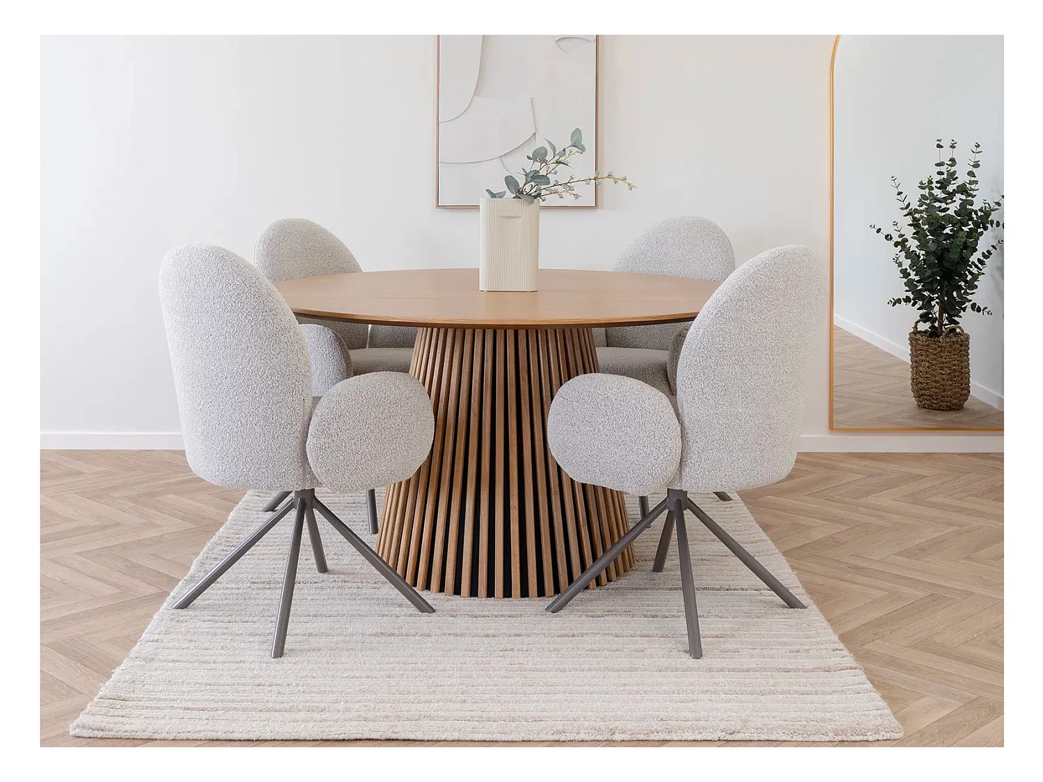 Table à manger ronde LANZA – Ø120 ou Ø140cm-Beige-Diamètre 120 cm