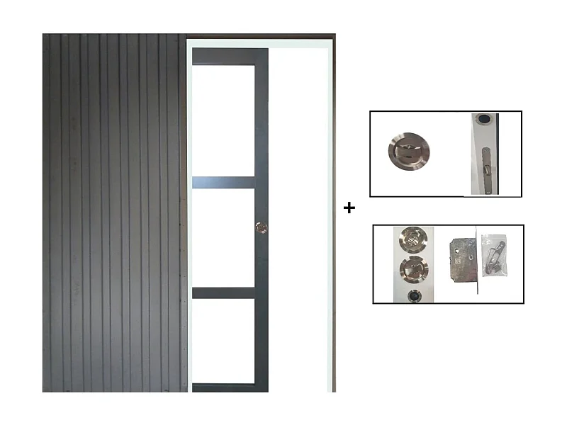 Porte Coulissante Blakeria Vitrage Transparent Ral7016 H204 X L83 + Systeme A  Galandage (sans Kit Finition) Gd Menuiseries