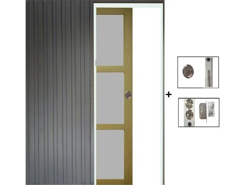 Porte Coulissante Ayous 3 Panneaux Gris Ral 7035 H204 X L73, Galandage Gd Menuiseries